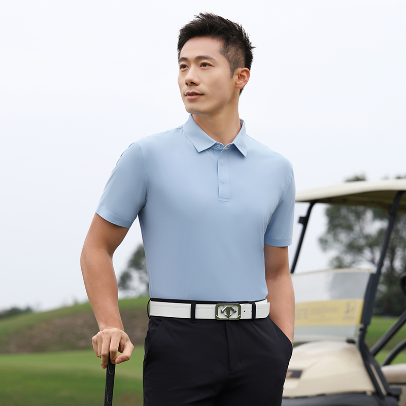 HT042-078 High Luxury Minimalist Seamless Series Imported Magnetic Snap Short-Sleeve Polo
