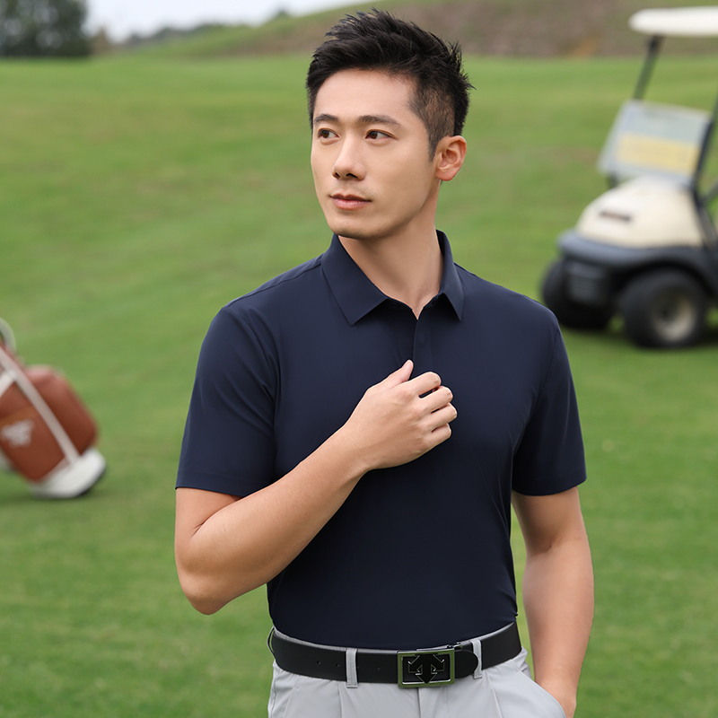 HT042-078 High Luxury Minimalist Seamless Series Imported Magnetic Snap Short-Sleeve Polo