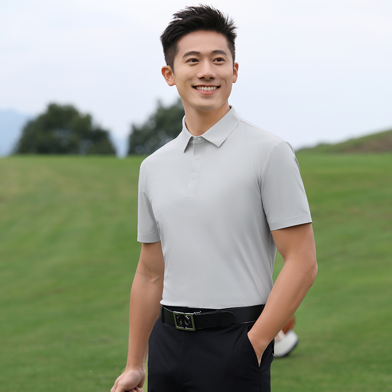 HT042-078 High Luxury Minimalist Seamless Series Imported Magnetic Snap Short-Sleeve Polo