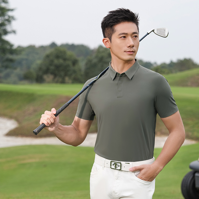 HT042-080 Ultra-Luxury Golf Series Nylon 56 Bio-Based Seamless Short-Sleeve Polo