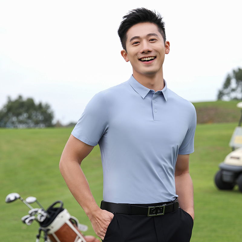 HT042-080 Ultra-Luxury Golf Series Nylon 56 Bio-Based Seamless Short-Sleeve Polo
