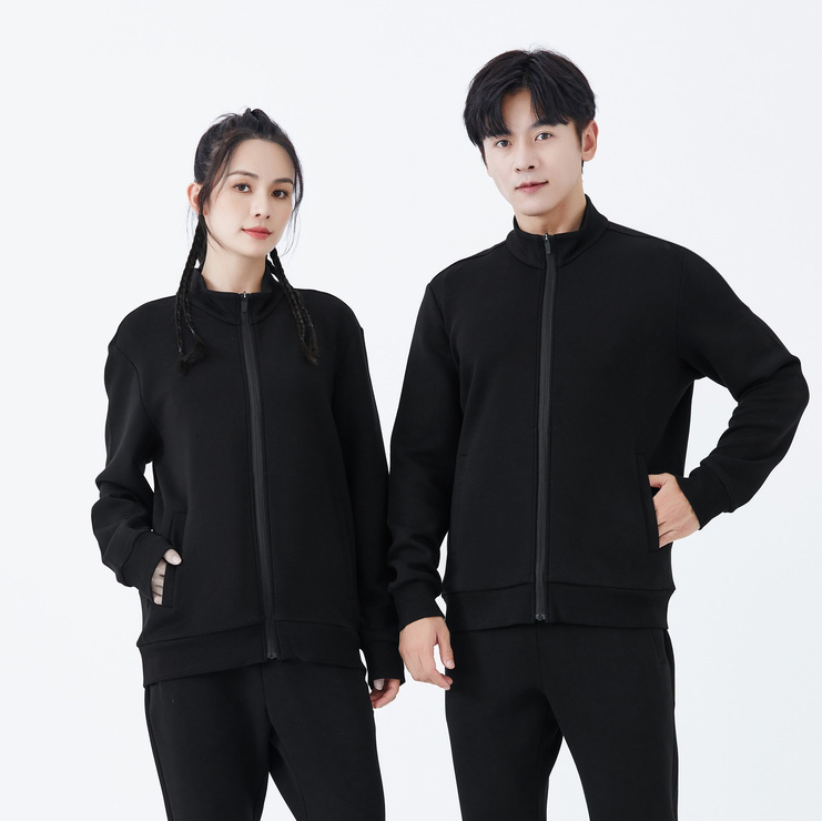 HT042-217 – Air-Layer Stand Collar Zip-Up Sweatshirt