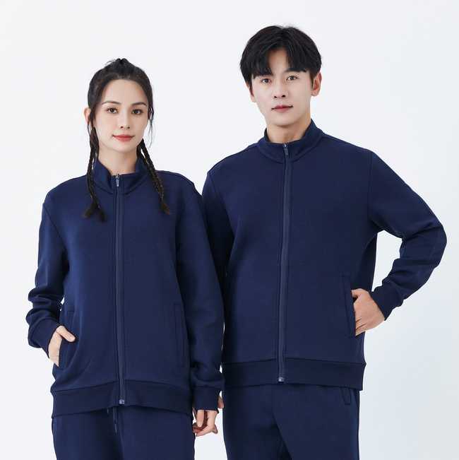 HT042-217 – Air-Layer Stand Collar Zip-Up Sweatshirt