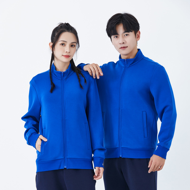 HT042-217 – Air-Layer Stand Collar Zip-Up Sweatshirt