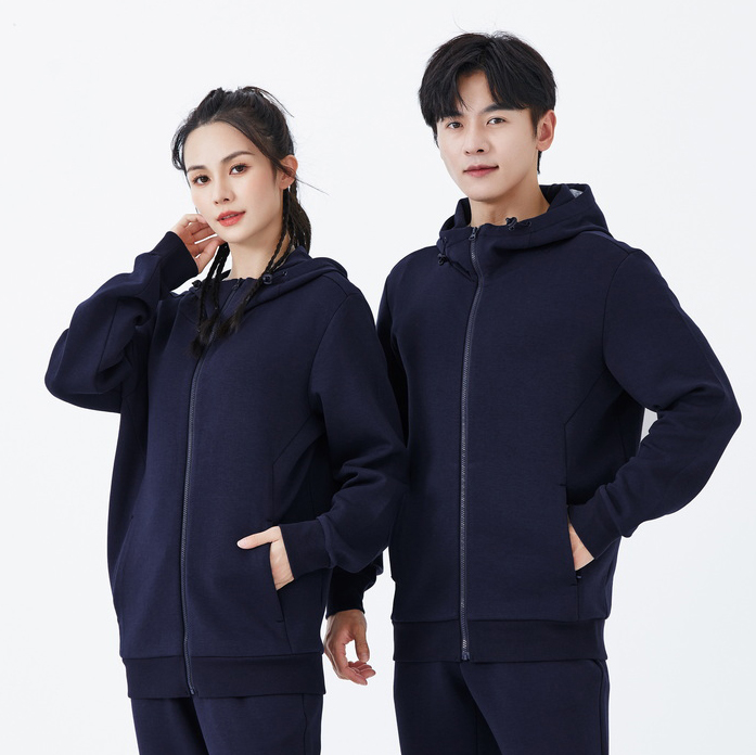 HT042-218 – Air-Layer Hooded Zip-Up Sweatshirt