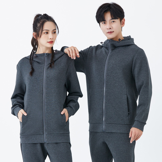 HT042-218 – Air-Layer Hooded Zip-Up Sweatshirt
