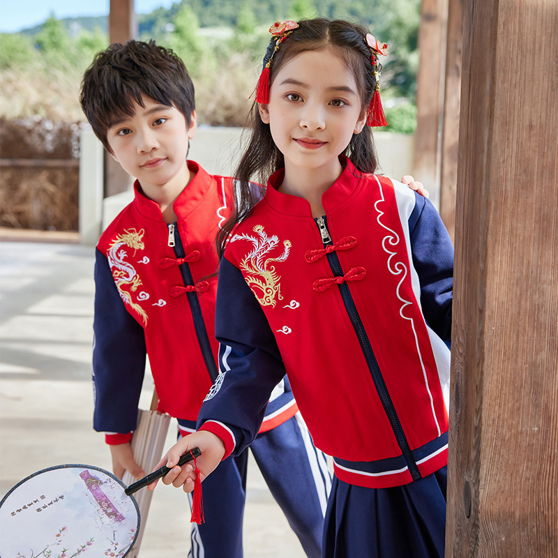 HT054-2252 – Spring/Autumn Bi-Stretch Ponte Roma Chinese-Style Vintage Sportswear Set (Top & Pants)