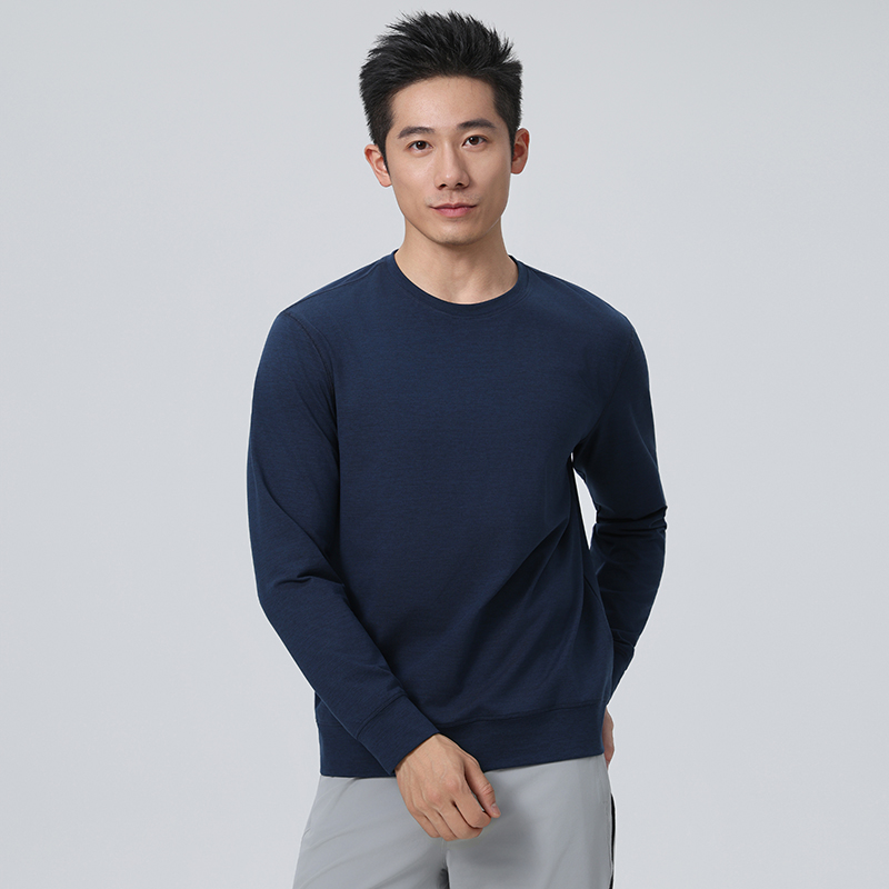 HT042-050 Premium CDP cationic fancy?yarn skin?friendly breathable long?sleeve crew?neck T?shirt