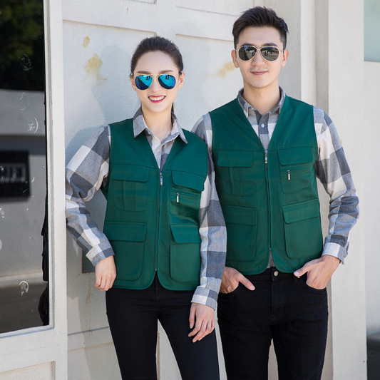 HT045?657 Solid colour zipper?pocket vest