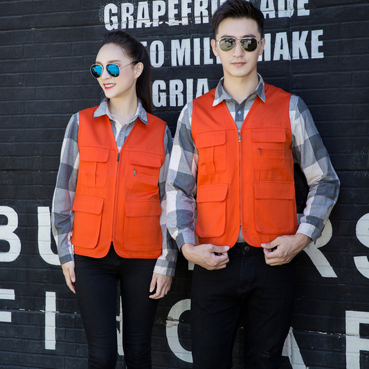 HT045?657 Solid colour zipper?pocket vest