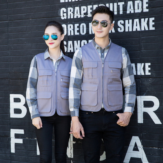 HT045?657 Solid colour zipper?pocket vest